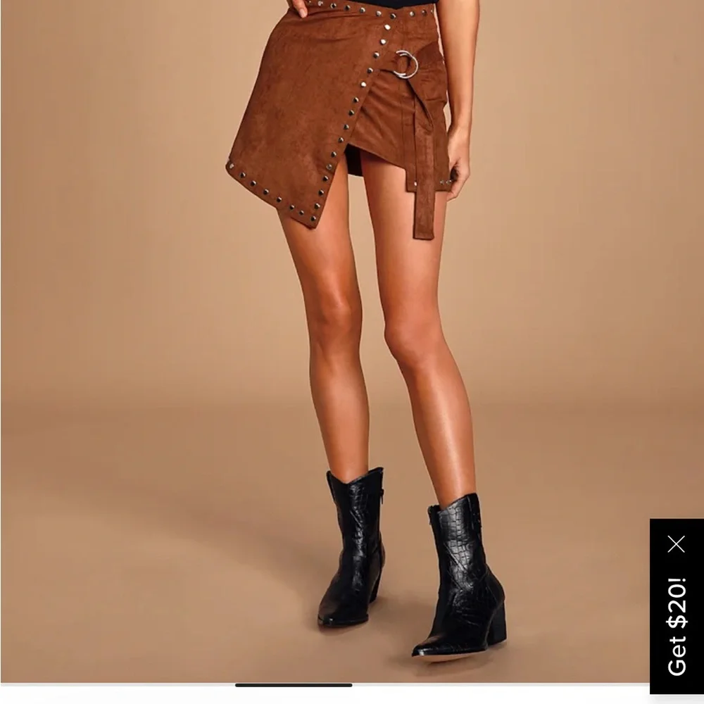 Lulu's Rust Suede Wrap Skirt - Picture 4 of 4